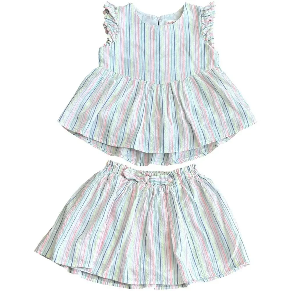 Cat & Jack Girls Kids 2 Piece Rainbow Stripe Outfit Matching Set. 5. 5T.